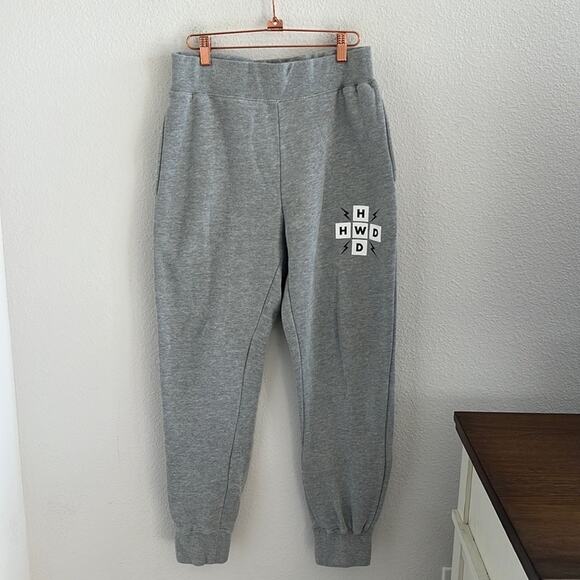Halfway Dead HWD Gray with Black and White Logo Jogger Pants Medium - Picture 1 of 8